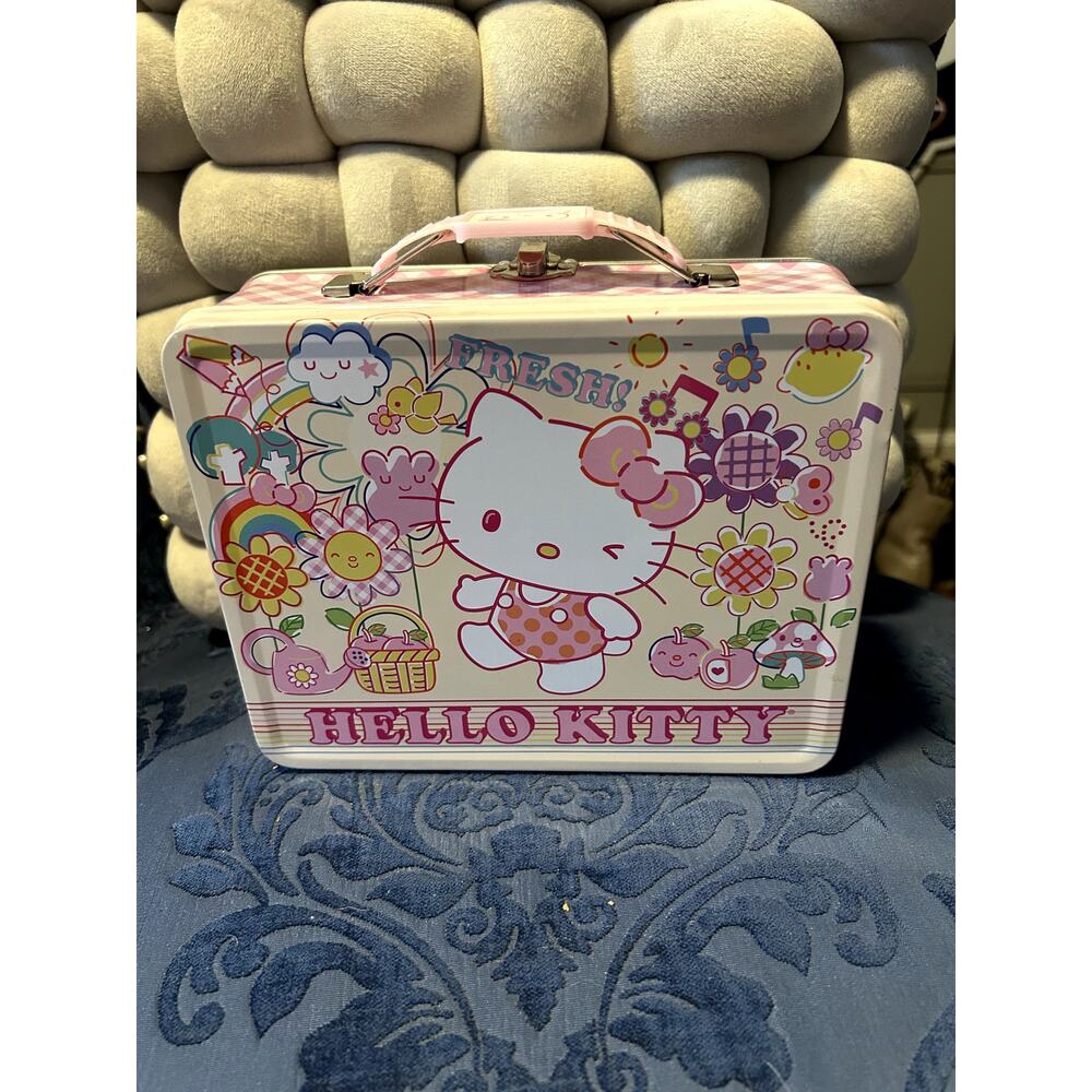 Hello Kitty Pink and Yellow Metal Lunchbox